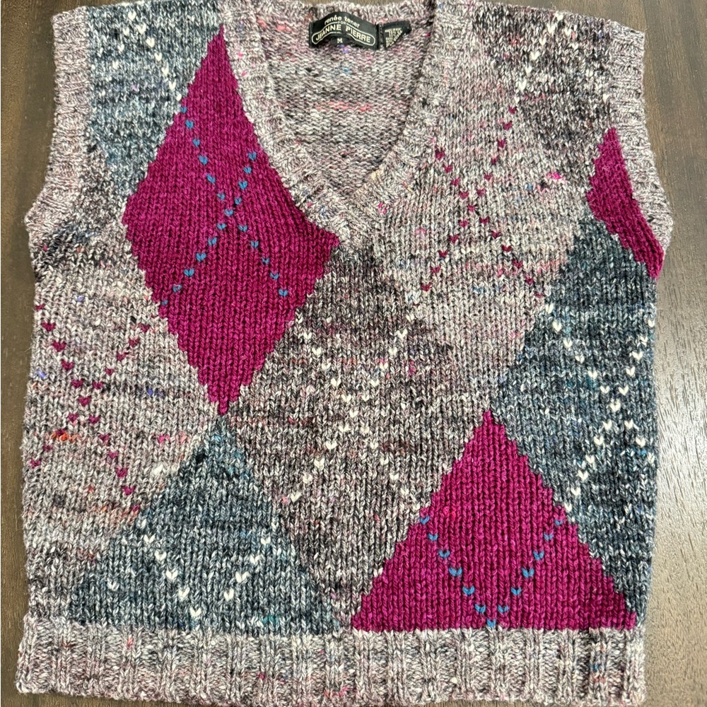 Renee Tener for Jean Pierre Vintage Argyle Patterned Sweater Vest